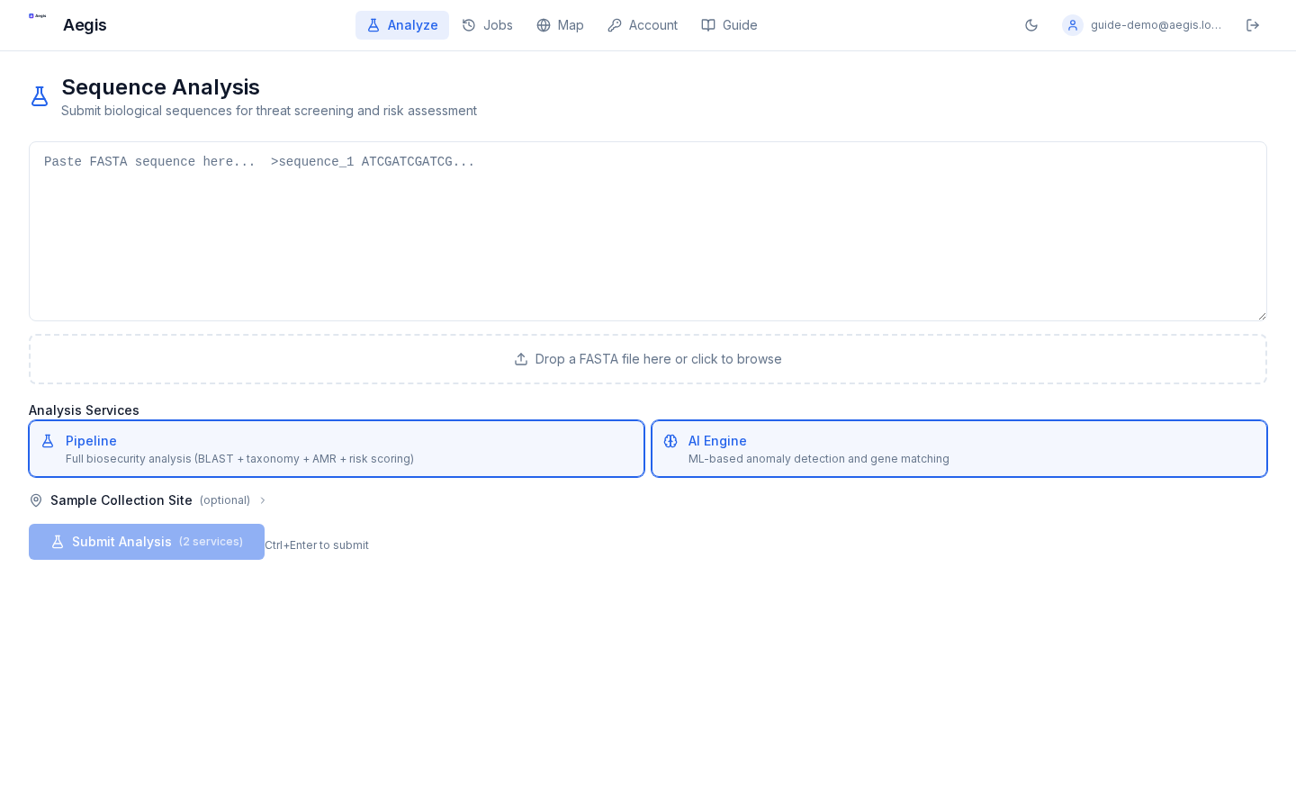 Empty Analyze page